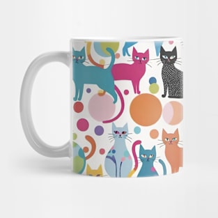 Rainbow Whisker Tapestry: A Kaleidoscope of Colorful Cats Mug